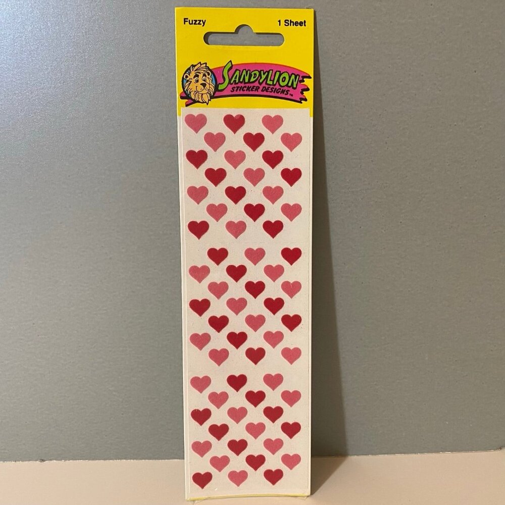 Vintage Sandylion Fuzzy Heart Stickers
